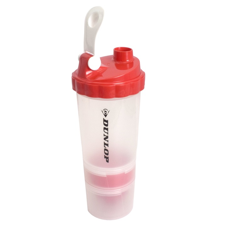 Шейкър, 3в1 за фитнес, Dunlop, червен, 500 мл