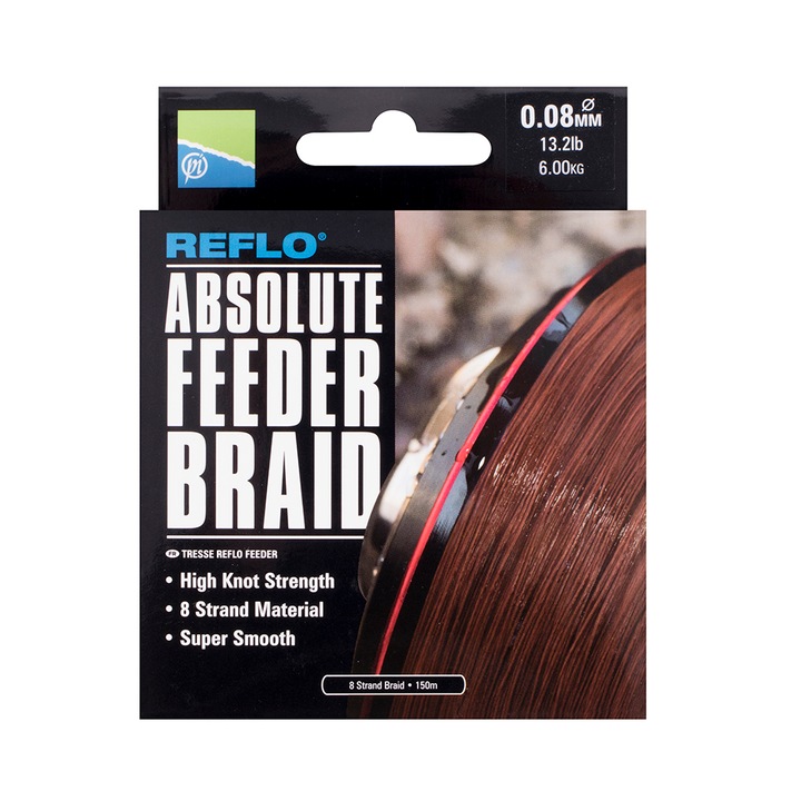 Fir pescuit Preston, Textil, Reflo, Absolute Feeder, 0.08 mm x 150 m, 6 kg, Maro