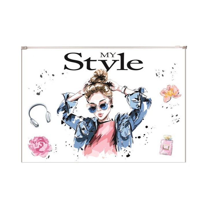 Geanta documente, Panta Plast, PP, A4, Cu fermoar, Multicolor