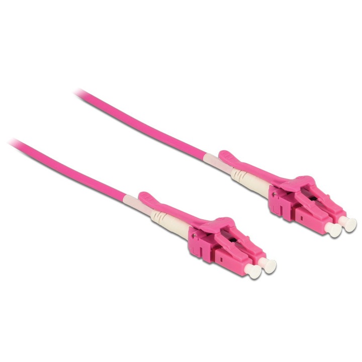 Cabluri fibra optica DeLock LC > LC Multimode OM4 Uniboot, 3m, roz
