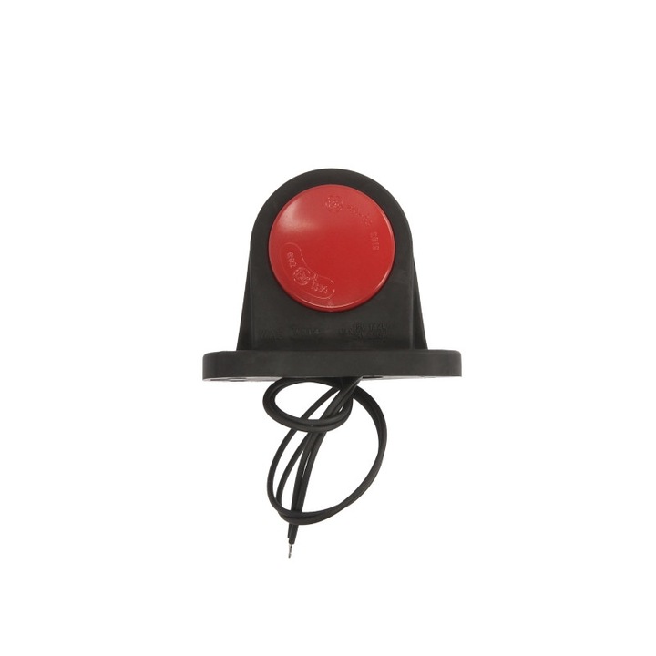 Helyzetjelző/méretjelző piros/fehér színű kör alakú oldal lámpa LED-es 12-24V rövid talppal