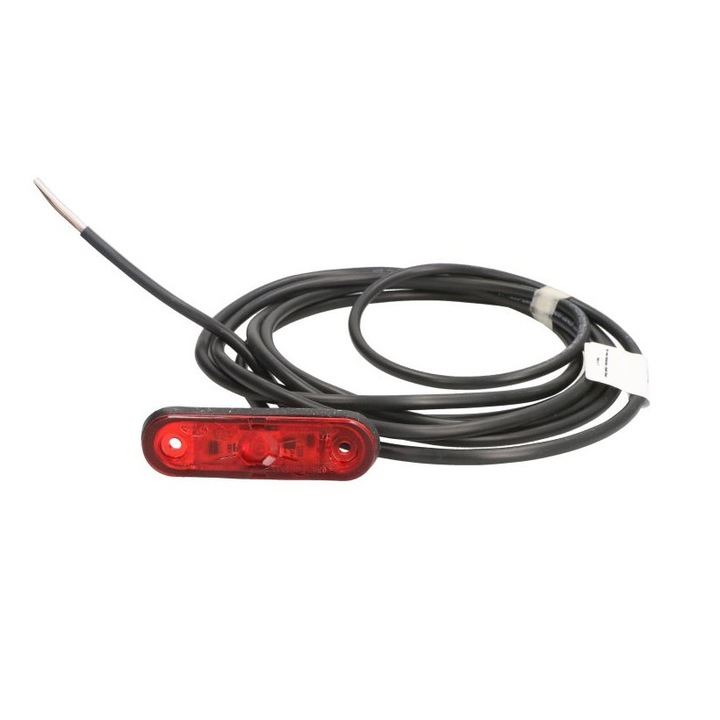 Helyzetjelző/méretjelző piros színű ovális alakú oldal lámpa 81.4x24.3mm LED-es 12-24V 3.5m kábellel