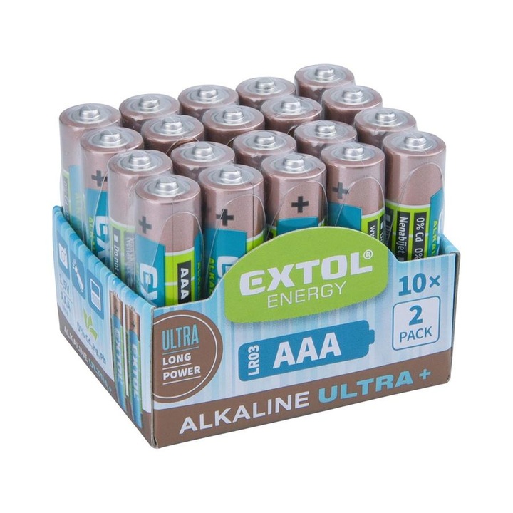 Extol alkáli elem készlet 20 db AAA 1,5 V