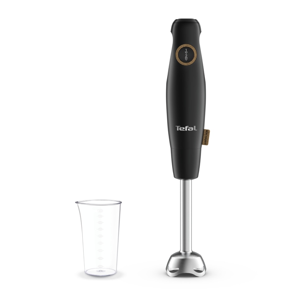 Mixer vertical Tefal Eco Respect HB46E838, 600W, 2 trepte de viteza, Lame Powelix, pahar gradat de 800ml, protectie antistropire, negru