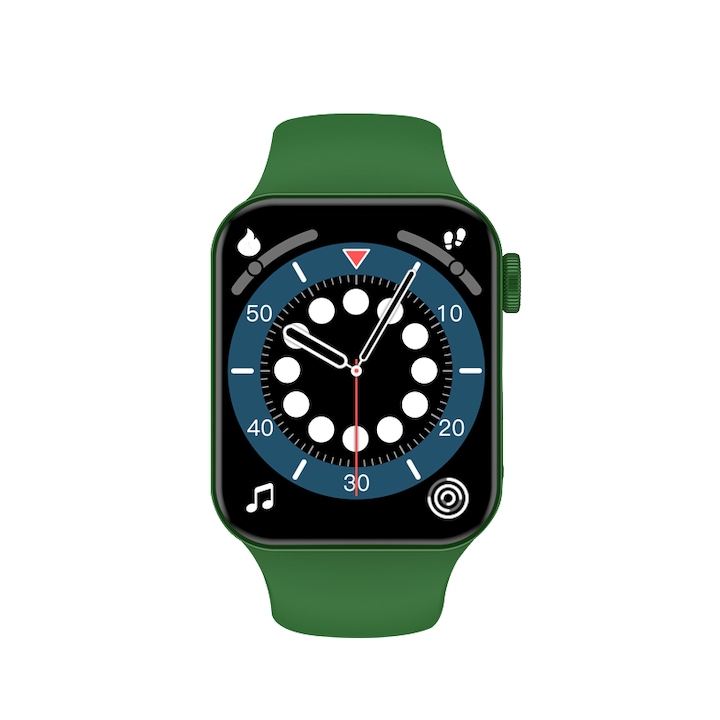 Ceas Smartwatch PYRAMID®, sport, display IPS 1.75 inch, waterproof, monitorizare ritm cardiac, monitorizare temperatura, pedometru, verde inchis, T100PLUS