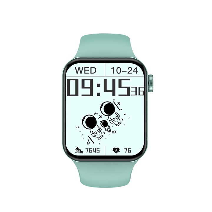 Ceas Smartwatch PYRAMID®, sport, display IPS 1.75 inch, waterproof, monitorizare ritm cardiac, monitorizare temperatura, pedometru, verde, T100PLUS