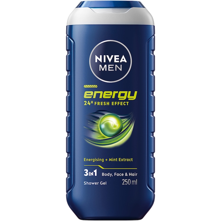 Gel de dus NIVEA MEN Energy, 3 in 1, pentru corp, fata si par 250 ml