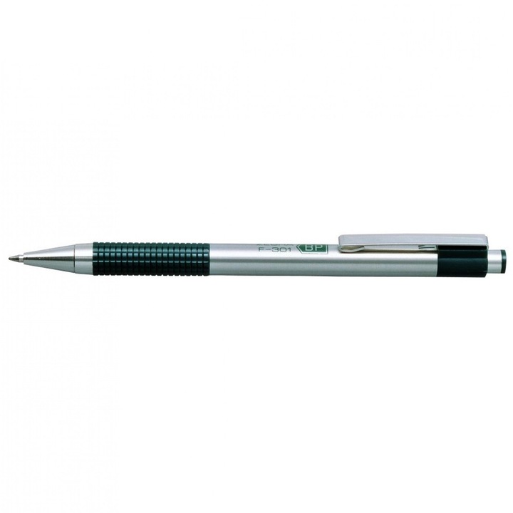 Zebra F-301 nyomógombos kék golyóstoll, zöld tolltest