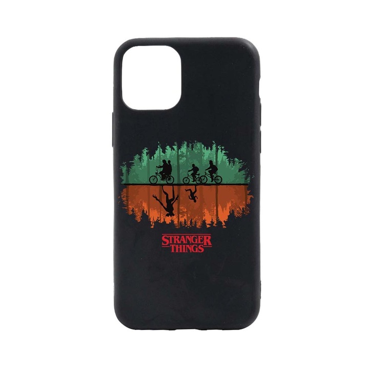 Husa Silicon Stranger Things, compatibila cu Apple iPhone 13, cu interiorul din material textil, protectie camera, PB279