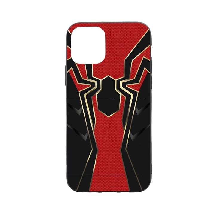 Husa Silicon Spiderman, compatibila cu Apple iPhone 13 Pro, cu interiorul din material textil, protectie camera, PB244