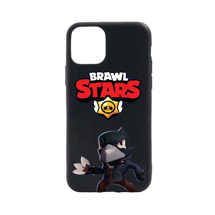 Husa Silicon Brawl Stars Crow, compatibila cu Apple iPhone 13 Pro, cu interiorul din material textil, protectie camera, PB644