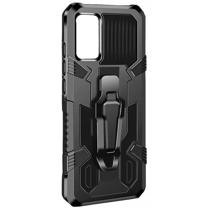 Commando Belt Clip tok kompatibilis a Samsung Galaxy S21 Plus készülékkel, Extreme Protection, Military Grade TPU, Fém állvány, Beépített mágneses autós támaszték, Övcsipesz, Fekete