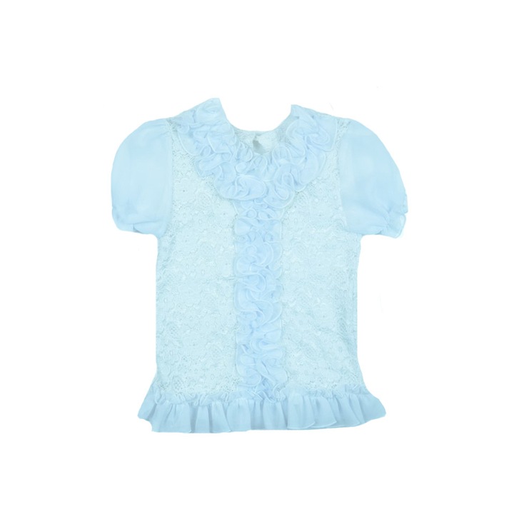 Bluza eleganta maneca scurta pentru fete Mini Junior BEF-001, Alb 18334