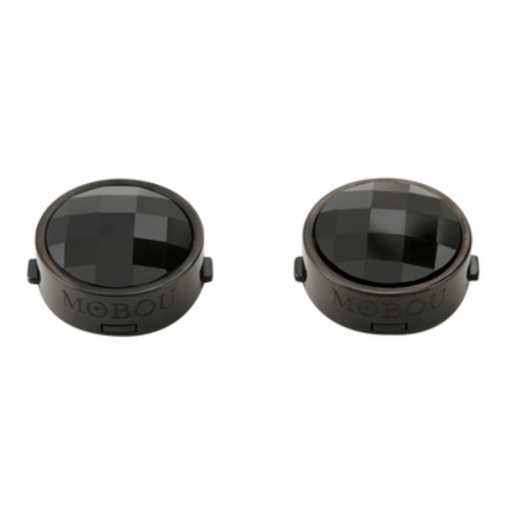 Set butoni pentru camasa Nathalie, MOBOU, negru, cu cristal Swarovski negru, 2 buc