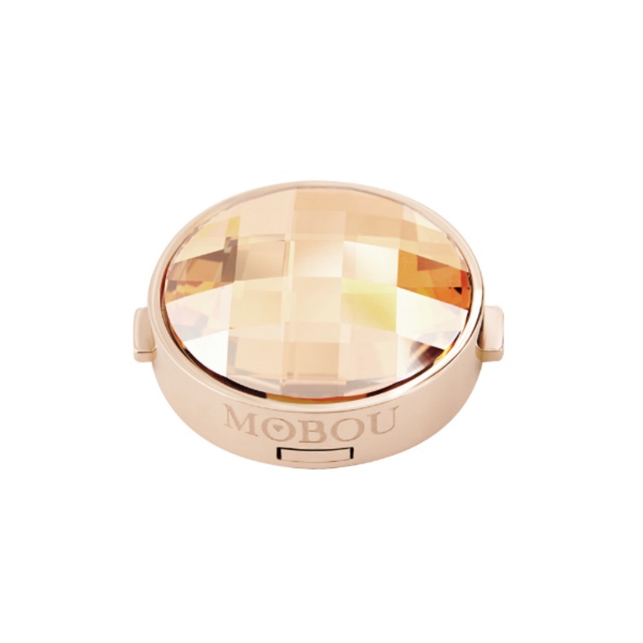 Buton pentru camasa Nicole, MOBOU, aur roz, cu cristal Swarovski maro