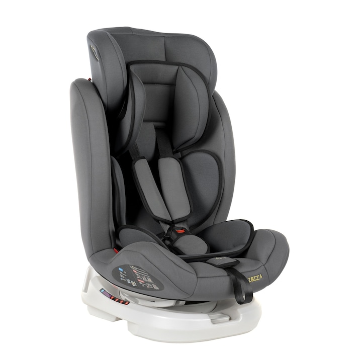 Професионално столче за кола, предназначено за деца, колекция Baby Jolie IBIZA IDL, 3 тегловни групи 0-36 кг, ротация на 360°, 5-точкови предпазни колани, регулиране на височината, подглавник, облегалка, сиво