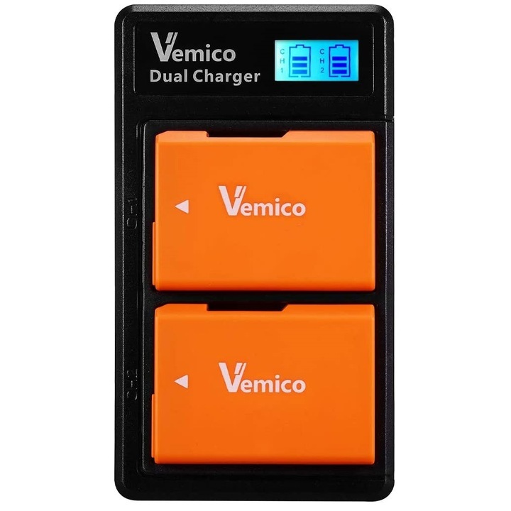 Vemico EN-EL14 EN-EL14a akkumulátor készlet, 2 db, 1500mAh, dupla töltővel, LCD kijelzővel, Nikon D5100/D5300/D5500/D3100/D5600/D32000/D330000 /D5200. 0/P7000/P7100/P7700/P7800