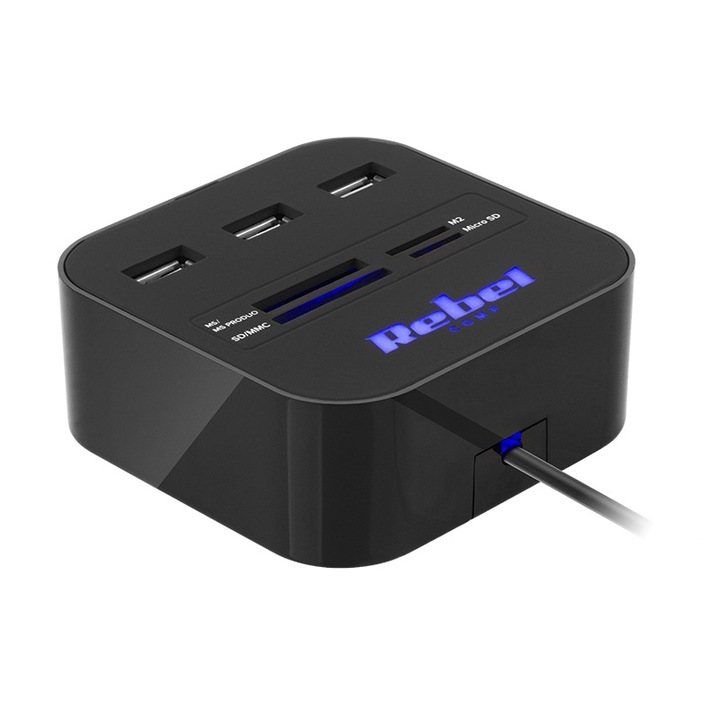 Хъб 3X USB 2.0 SI Четец за карти SD/MicroSD