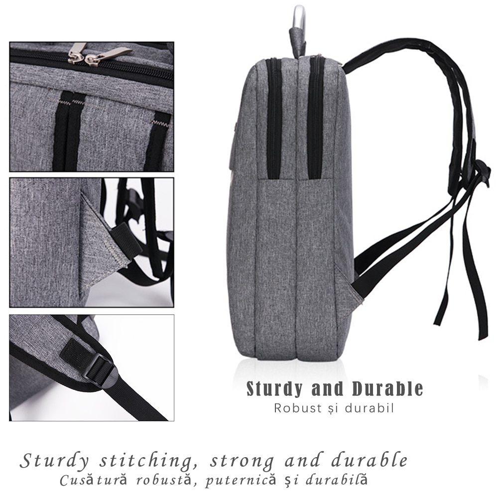 Rucsac portabil, Fibre sintetice/Lana, 15.6'', 43x30x10 cm, Gri