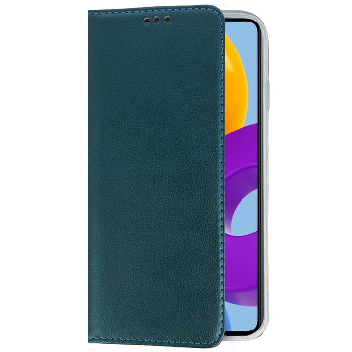 Калъф тип книга, съвместим със Samsung Galaxy S24 Ultra, Commando Book, магнитно закопчаване, вътрешен джоб за карта, подвижна стойка, пълна и практична защита, тъмнозелен