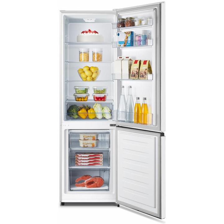 Combina frigorifica Heinner HC-N269F+, 269 l, Clasa F, Control mecanic, H 180 cm, Alb