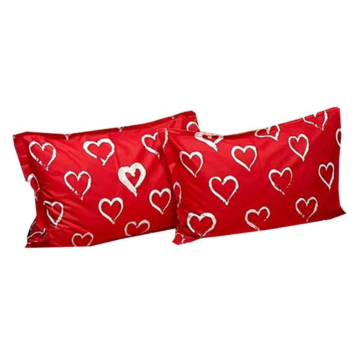 Set doua huse de perna rosu 50X70cm din colectia "Love" din bumbac 100%, by Liz Line - SP50/70188