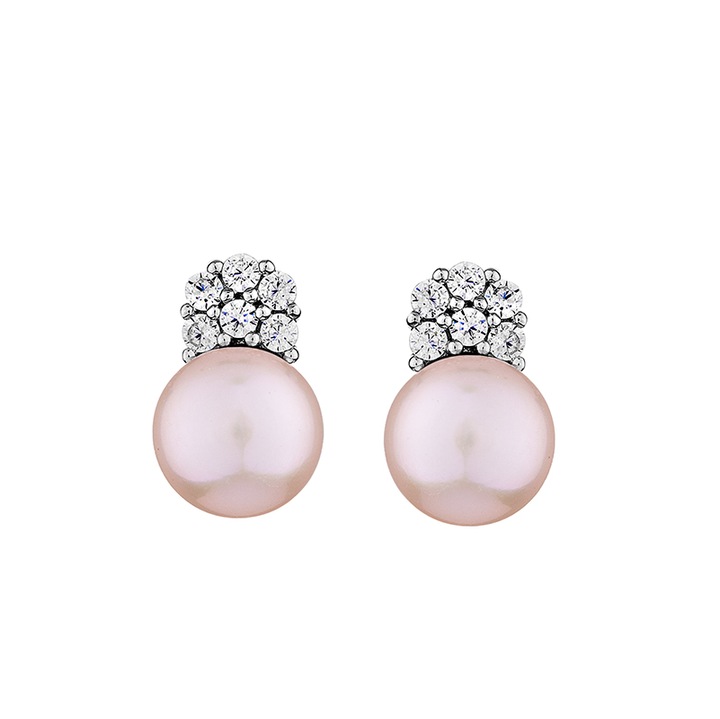 Обеци Swan Pearls SH25EP Розови перли, Сребро 925