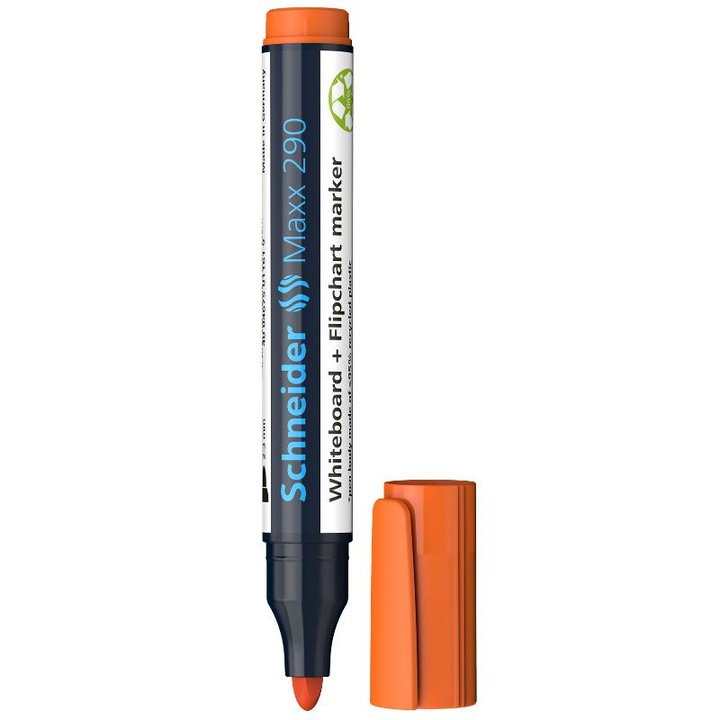 Marker Schneider Maxx 290, írótáblához+flipcharthoz, kerek hegy 2-3mm - narancssárga