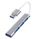 Hub USB cu 4 porturi USB, Plug & Play, 3 x USB 2.0, 1 x USB 3.0, Gri, YULMI