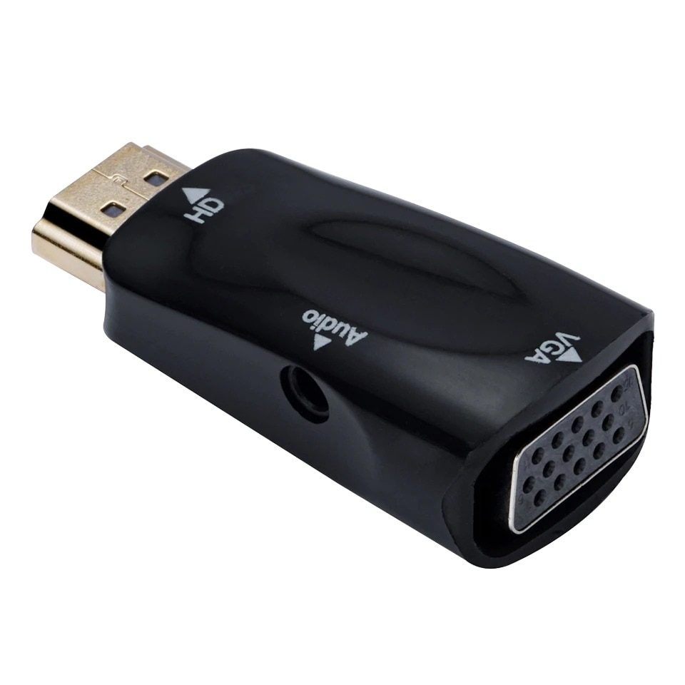 Адаптер HDMI Мъжки - VGA Женски с аудио, Черен - eMAG.bg