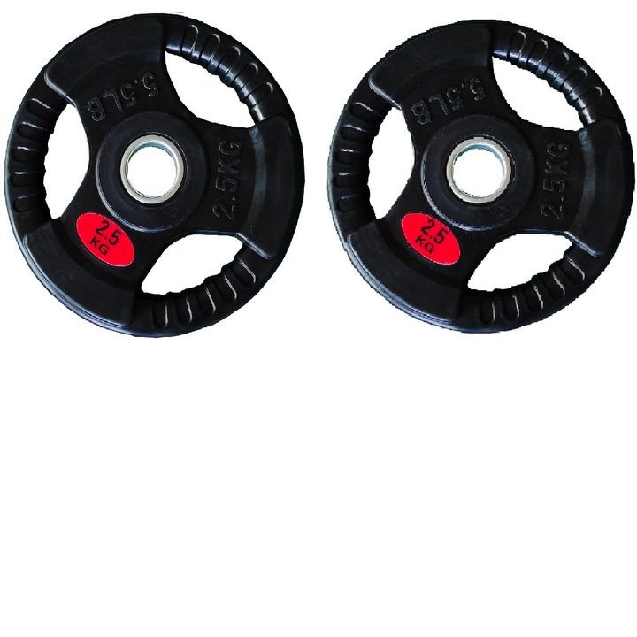 Discuri din fier caucicate cu prindere 2,5kg (2x2,5kg) , negru, diametru 50 mm