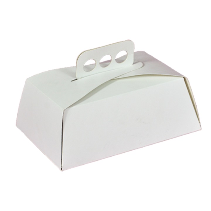 Set cutii pentru prajituri cu maner albe, 100 buc, dimensiune 11×33 cm