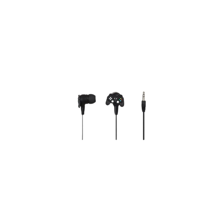 Аудио слушалки in-ear във формата на контролер, 3,5 мм жак конектор, 1,2 м, диаметър 10 мм, универсални, черни, JMB-BBL3806