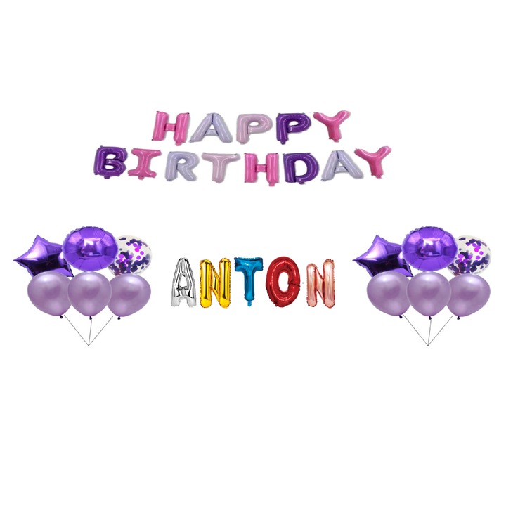 Boldog születésnapot Anton lufi szett, tortafeltöltő, többszínű M1, 35 db