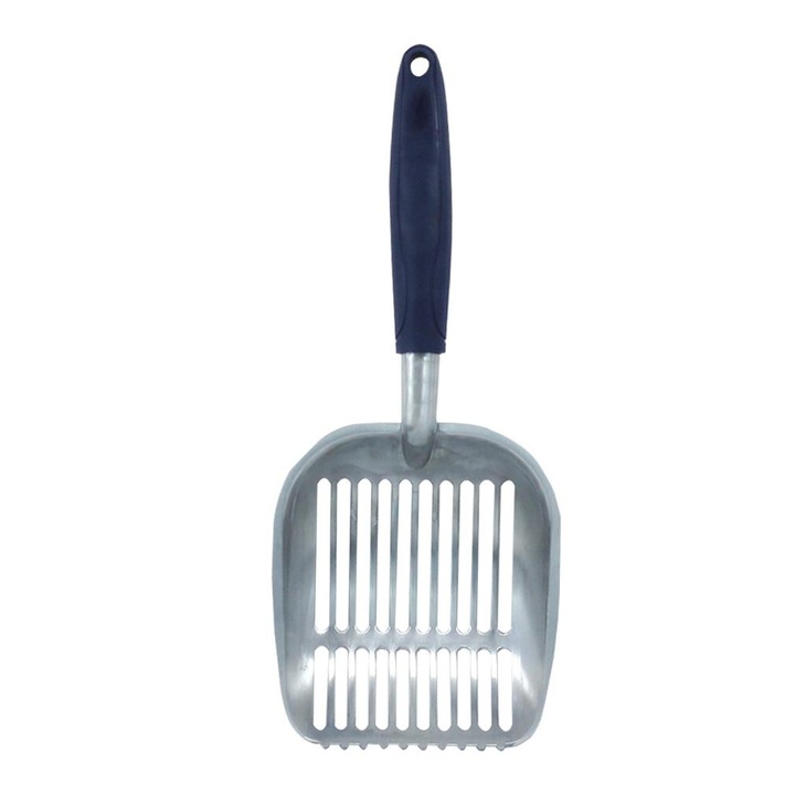 Lopatica pentru litiera, GOGOU, Aluminiu/Cauciuc, Argintiu/Negru