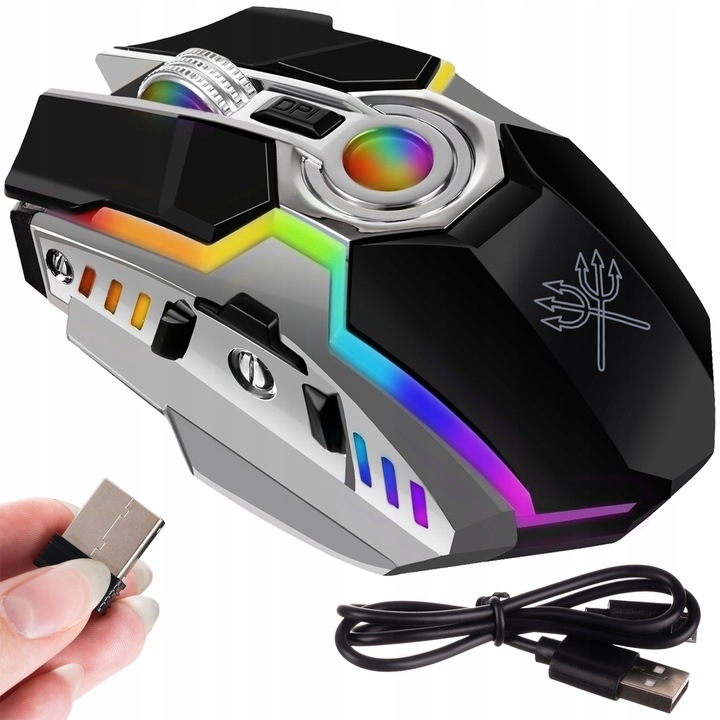 Vezeték nélküli gaming egér, Zola, 800-1600-2400 DPI, 7 programozható gomb, 500 mAh-s akkumulátor, USB töltés