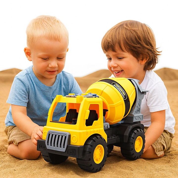 Masinuta Betoniera interactiva pentru baieti si pentru pasionatii de utilaje, Galbena