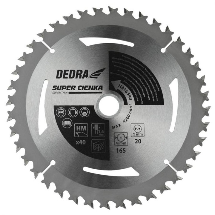 Dedra körfűrészlap 165x20x1,6 mm Z40 keményfémlapkás fához