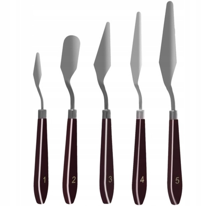 ZOLA Festő spatula készlet, 5 darabos, különböző méretekben, ideális festékhez, olajhoz vagy akrilhoz