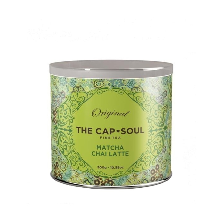 The Cap Soul Matcha Chai Latte, matcha kivonat és fűszerek, enyhén édes és krémes aroma, 300 g