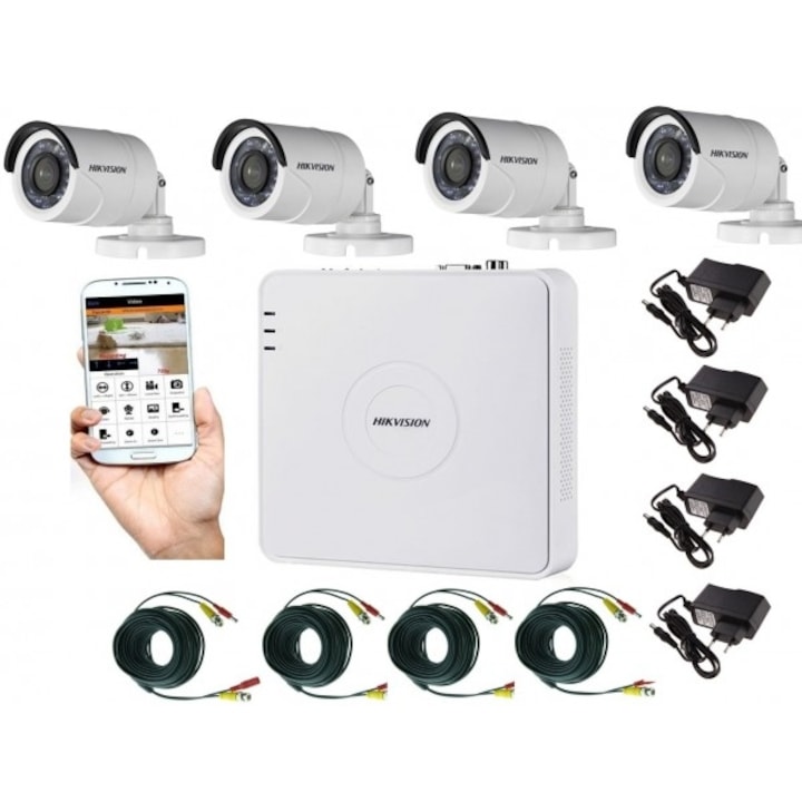 Sistem supraveghere profesional video Hikvision Full HD HOME PROTECT UPS 360 W GRATUIT toate accesoriile incluse + HDD 1 TB
