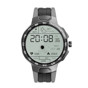 Ceas smartwatch Pyramid® E15, sport, display IPS 1.28 inch, waterproof, monitorizare ritm cardiac, pedometru, gri, E15