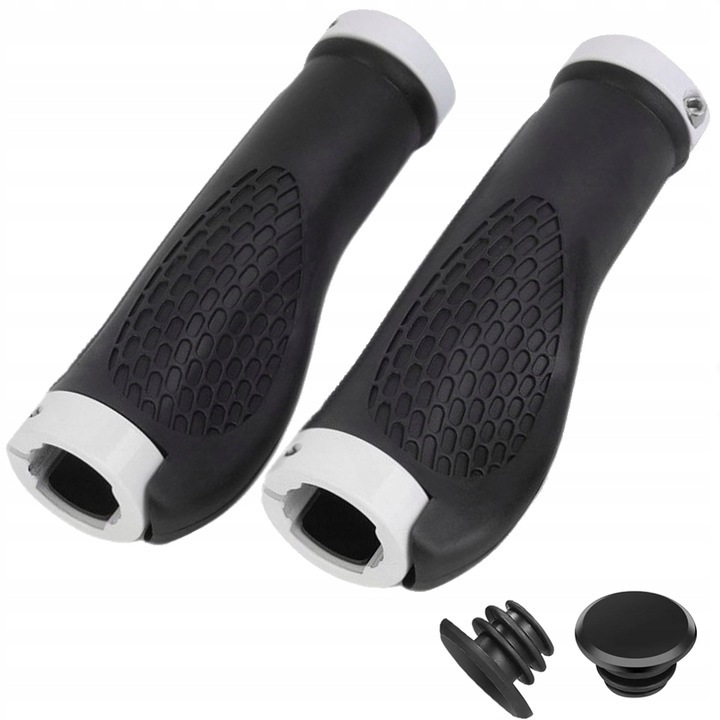 Set 2 Manere Bicicleta, 132 mm, Absorbtia socurilor, Aluminiu|Cauciuc, Alb|Negru