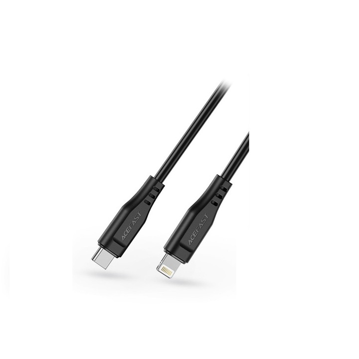 ACEFAST Type-C - Lightning töltő- és adatkábel 1,2 m-es vezetékkel - ACEFAST C3-01 Acewire Charging Data Cable - 30W - fekete (A