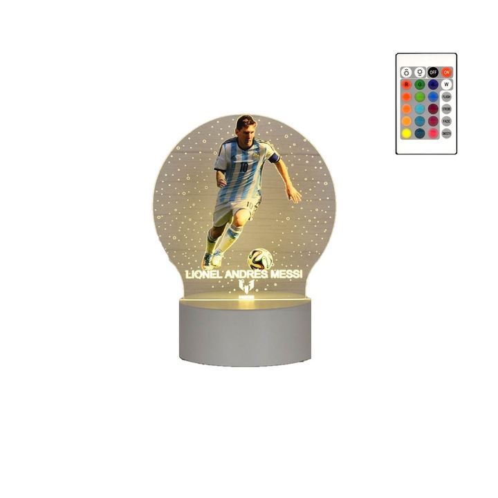OEM LED éjszakai fény, Lionel Messi, 16 szín, távirányító, környezeti fény, USB tápellátás vagy 3 AA elem