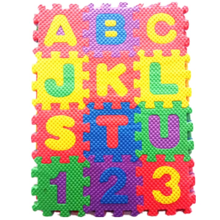 Детски килим с цифри и букви Magellasi, 36 части, Пъзел, EVA пяна, Многоцветен