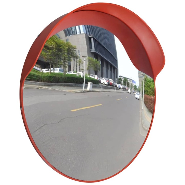Oglinda de trafic convexa vidaXL, portocaliu, 60 cm, de exterior, plastic PC