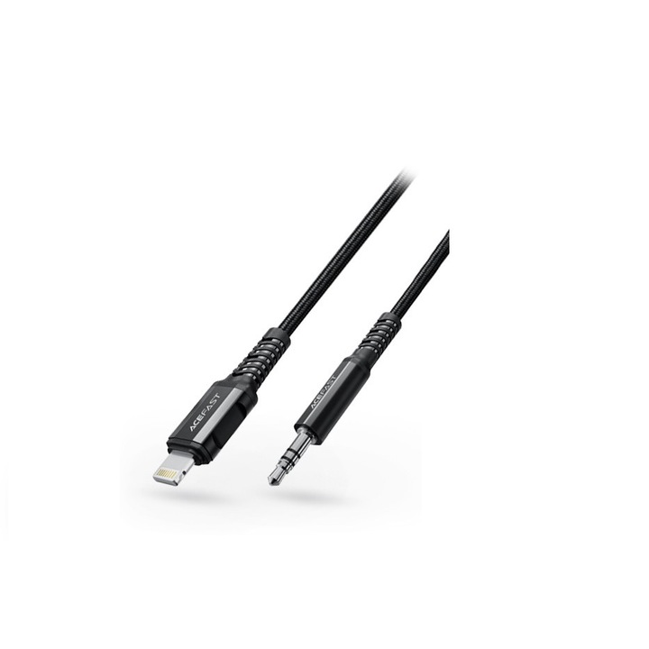 ACEFAST Lightning - 3,5 mm jack audio kábel 1,2 m-es vezetékkel - ACEFAST C1-06 Ace HI-FI AUX Audio Cable - fekete (Apple MFI en