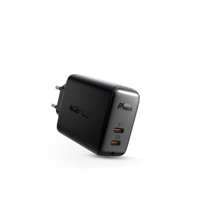 ACEFAST hálózati gyorstöltő adapter 2xType-C bemenettel - 40W - ACEFAST A9 Dual Fast Charger PD3.0 - fekete