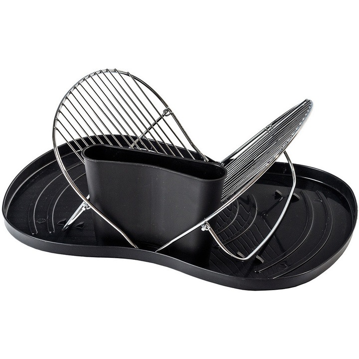 Scurgator vase Excellent Houseware, polipropilena/otel inoxidabil, 46x36 cm, negru